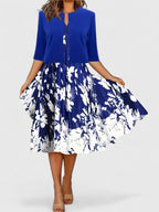 Maria - Women's Floral Dress with Cropped Cardigan Sleeve 