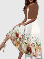 Maria - Women's Floral Dress with Cropped Cardigan Sleeve 