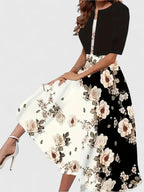 Maria - Women's Floral Dress with Cropped Cardigan Sleeve 