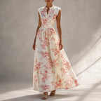 Mariah - Women's Floral Mandarin Collar A-Line Dress