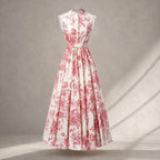 Mariah - Women's Floral Mandarin Collar A-Line Dress