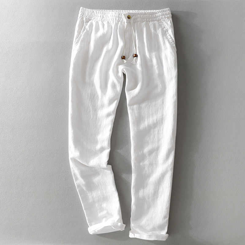 Mario - Men's Linen Drawstring Pants with Tapered Leg