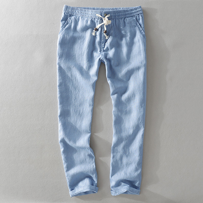 Mario - Men's Linen Drawstring Pants with Tapered Leg