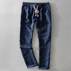 Mario - Men's Linen Drawstring Pants with Tapered Leg