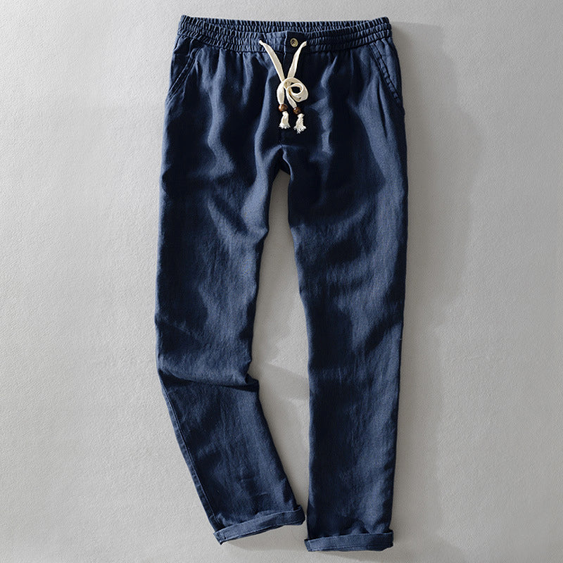 Mario - Men's Linen Drawstring Pants with Tapered Leg