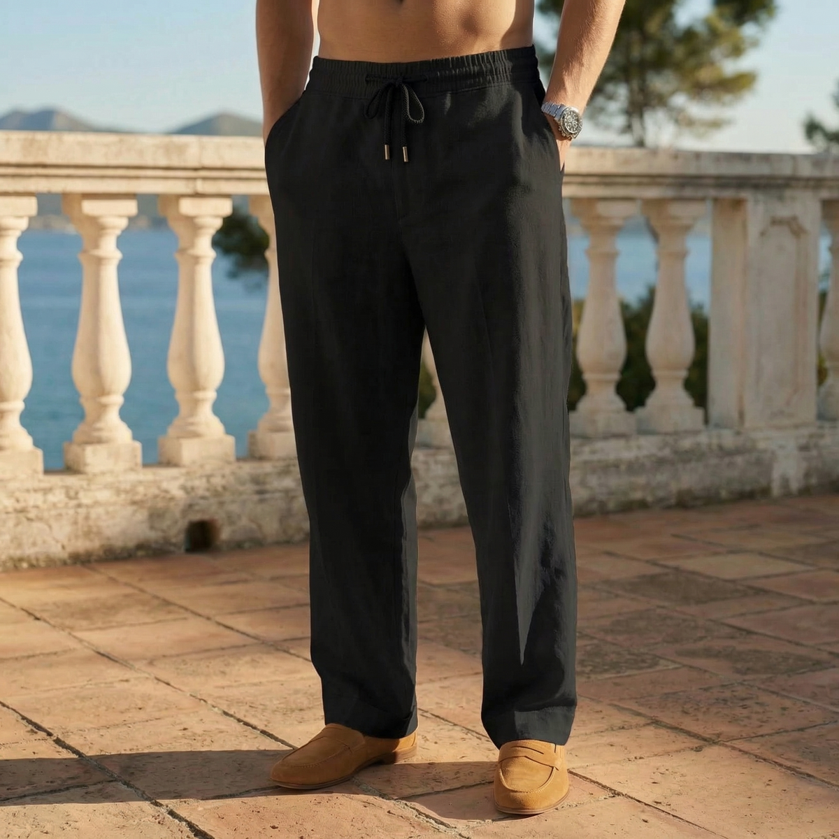 Mark - Men's Drawstring Linen Pants