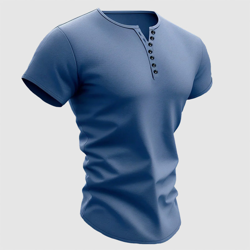 Mason - Men's Short Sleeve Multi-Button Henley Shirt