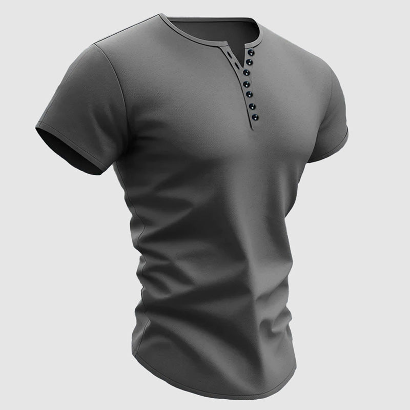 Mason - Men's Short Sleeve Multi-Button Henley Shirt
