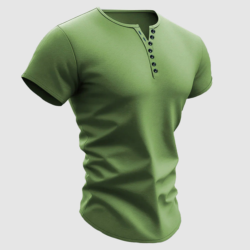 Mason - Men's Short Sleeve Multi-Button Henley Shirt