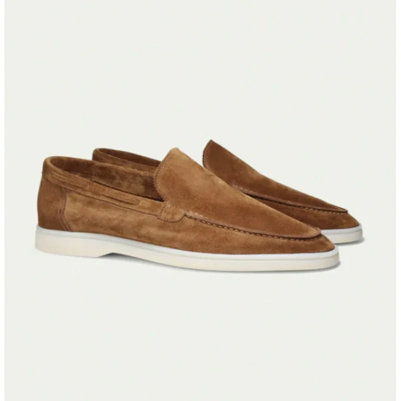 Matias - Men's Suede Slip-On Loafers with Moc Toe Stitching