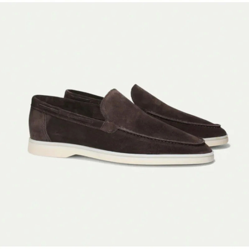 Matias - Men's Suede Slip-On Loafers with Moc Toe Stitching