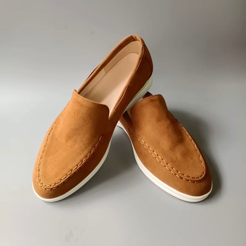Matias - Men's Suede Slip-On Loafers with Moc Toe Stitching