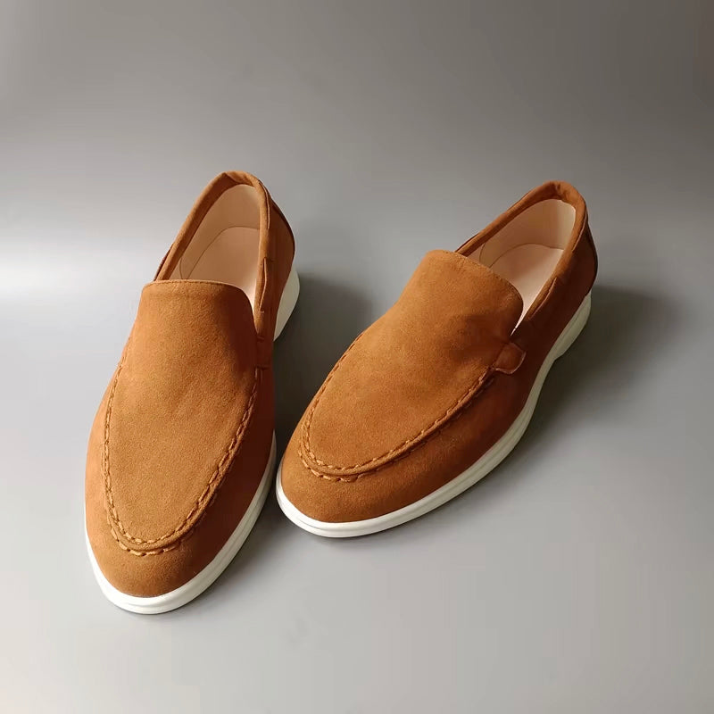 Matias - Men's Suede Slip-On Loafers with Moc Toe Stitching