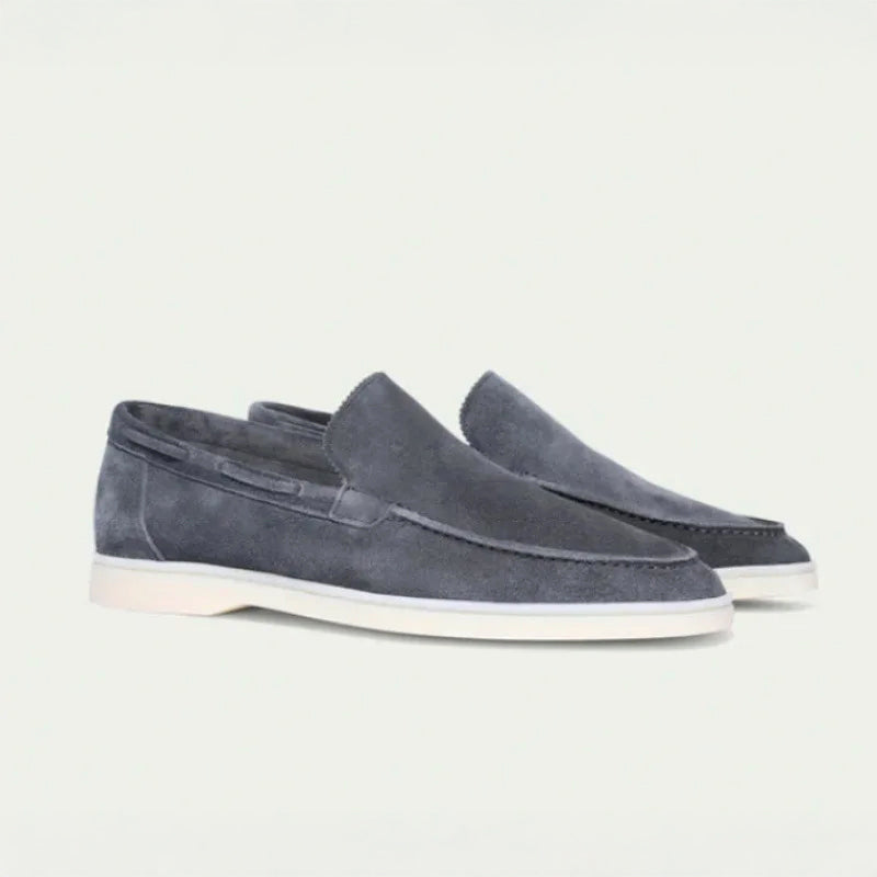 Matias - Men's Suede Slip-On Loafers with Moc Toe Stitching