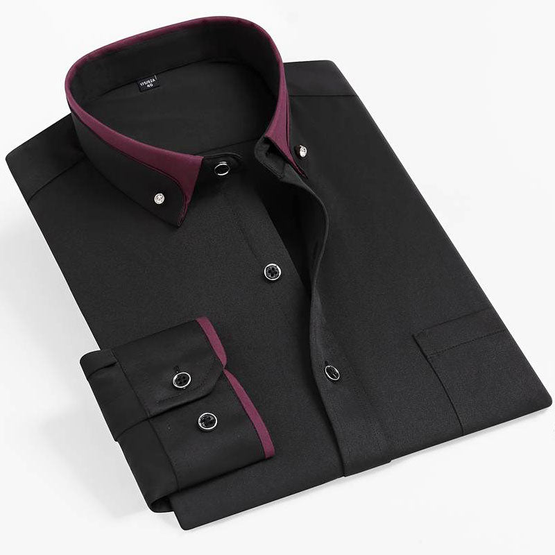 Max - Men's Contrast Collar Button-Down Dress Shirt