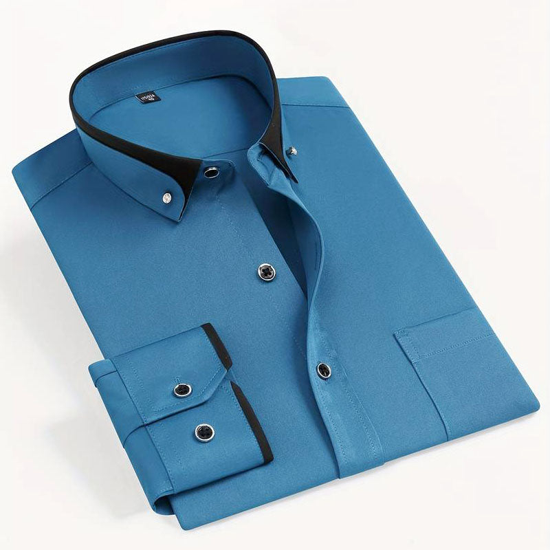 Max - Men's Contrast Collar Button-Down Dress Shirt