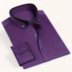 Max - Men's Contrast Collar Button-Down Dress Shirt