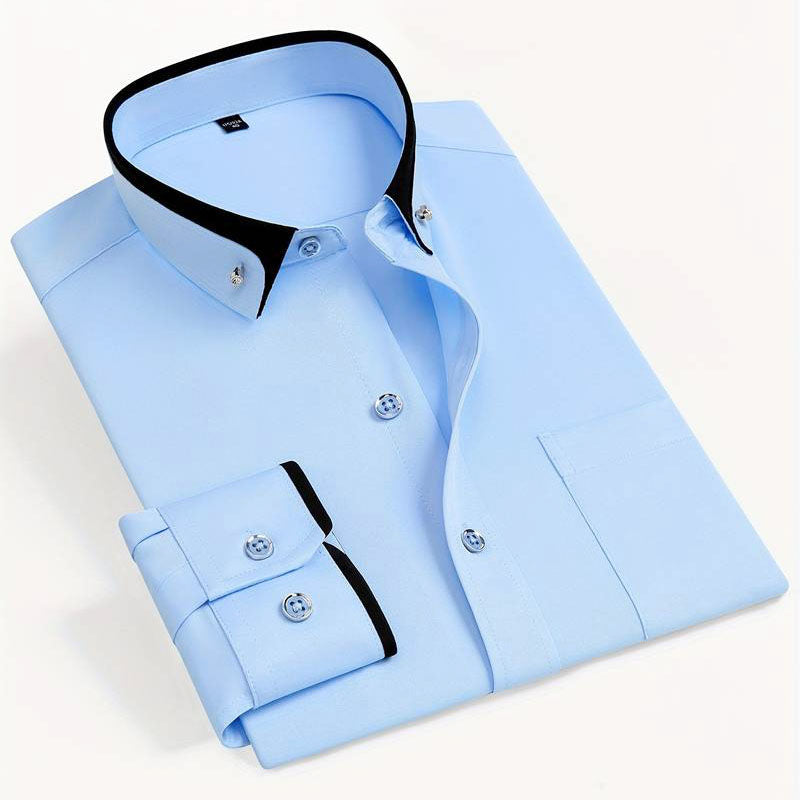 Max - Men's Contrast Collar Button-Down Dress Shirt