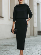Melissa - Women's Boat-Neck Cropped Top and Skirt Set