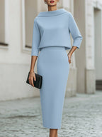 Melissa - Women's Boat-Neck Cropped Top and Skirt Set