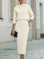 Melissa - Women's Boat-Neck Cropped Top and Skirt Set