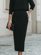 Melissa - Women's Boat-Neck Cropped Top and Skirt Set