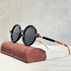 Mykonos - Round Frame Sunglasses with Tortoiseshell Accents