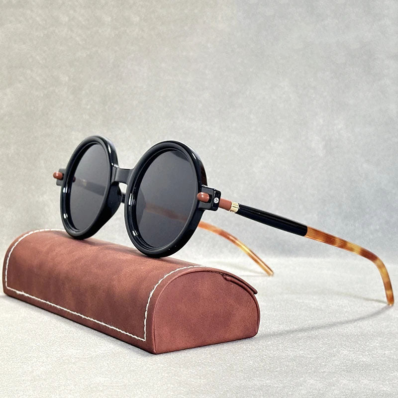 Mykonos - Round Frame Sunglasses with Tortoiseshell Accents