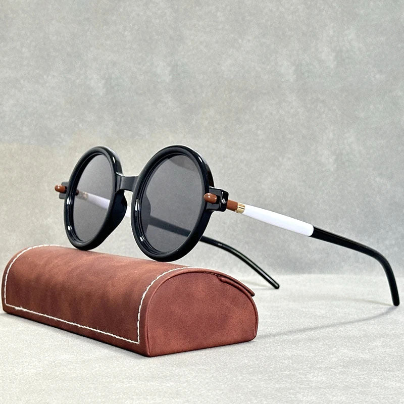 Mykonos - Round Frame Sunglasses with Tortoiseshell Accents