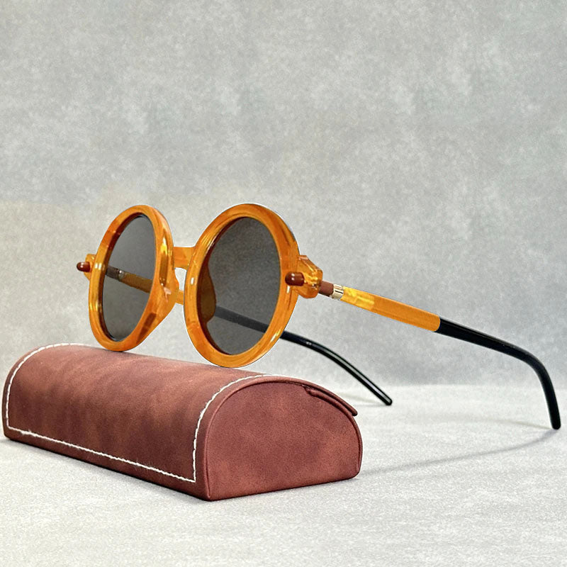 Mykonos - Round Frame Sunglasses with Tortoiseshell Accents
