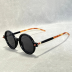 Mykonos - Round Frame Sunglasses with Tortoiseshell Accents