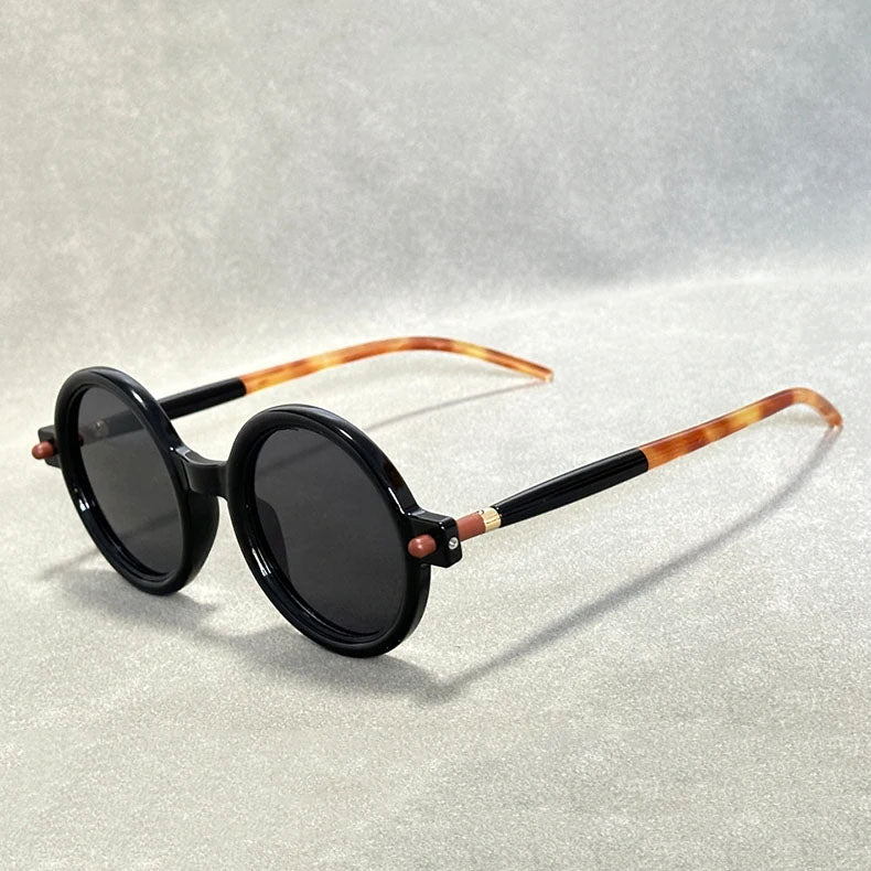Mykonos - Round Frame Sunglasses with Tortoiseshell Accents