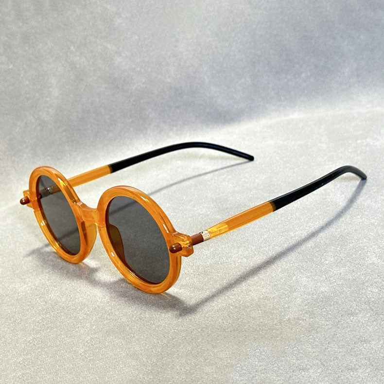Mykonos - Round Frame Sunglasses with Tortoiseshell Accents