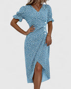 Nadine - Women's Button-Front Floral Wrap Midi Dress