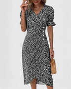 Nadine - Women's Button-Front Floral Wrap Midi Dress