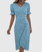 Nadine - Women's Button-Front Floral Wrap Midi Dress