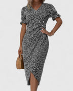 Nadine - Women's Button-Front Floral Wrap Midi Dress