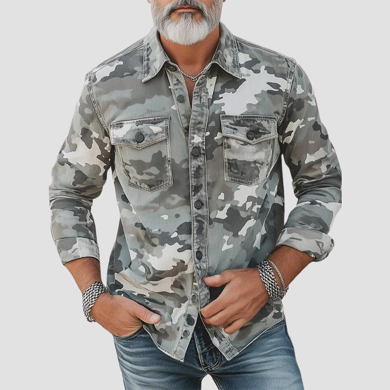 Nicholas - Men's Camouflage Print Button-Down Shirt