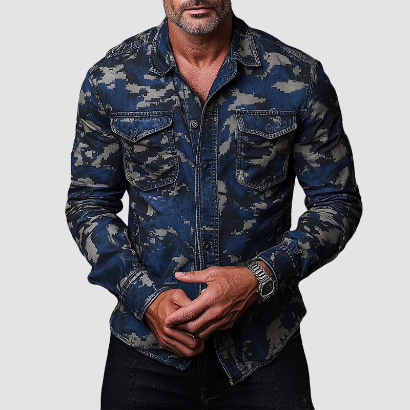Nicholas - Men's Camouflage Print Button-Down Shirt