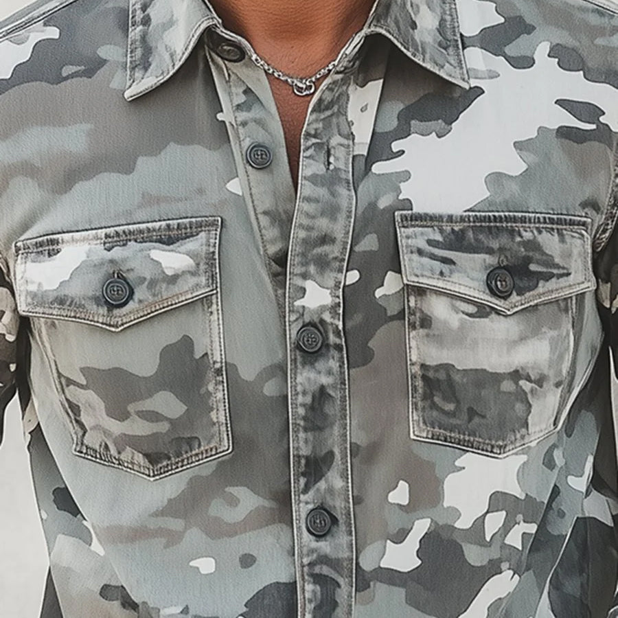 Nicholas - Men's Camouflage Print Button-Down Shirt