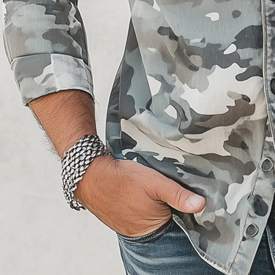 Nicholas - Men's Camouflage Print Button-Down Shirt