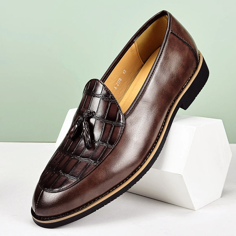 Nico - Men's Croc-Embossed Tassel Loafers