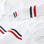 Nicolas - Men's Button-Front Oxford Shirt with Striped Chest Band