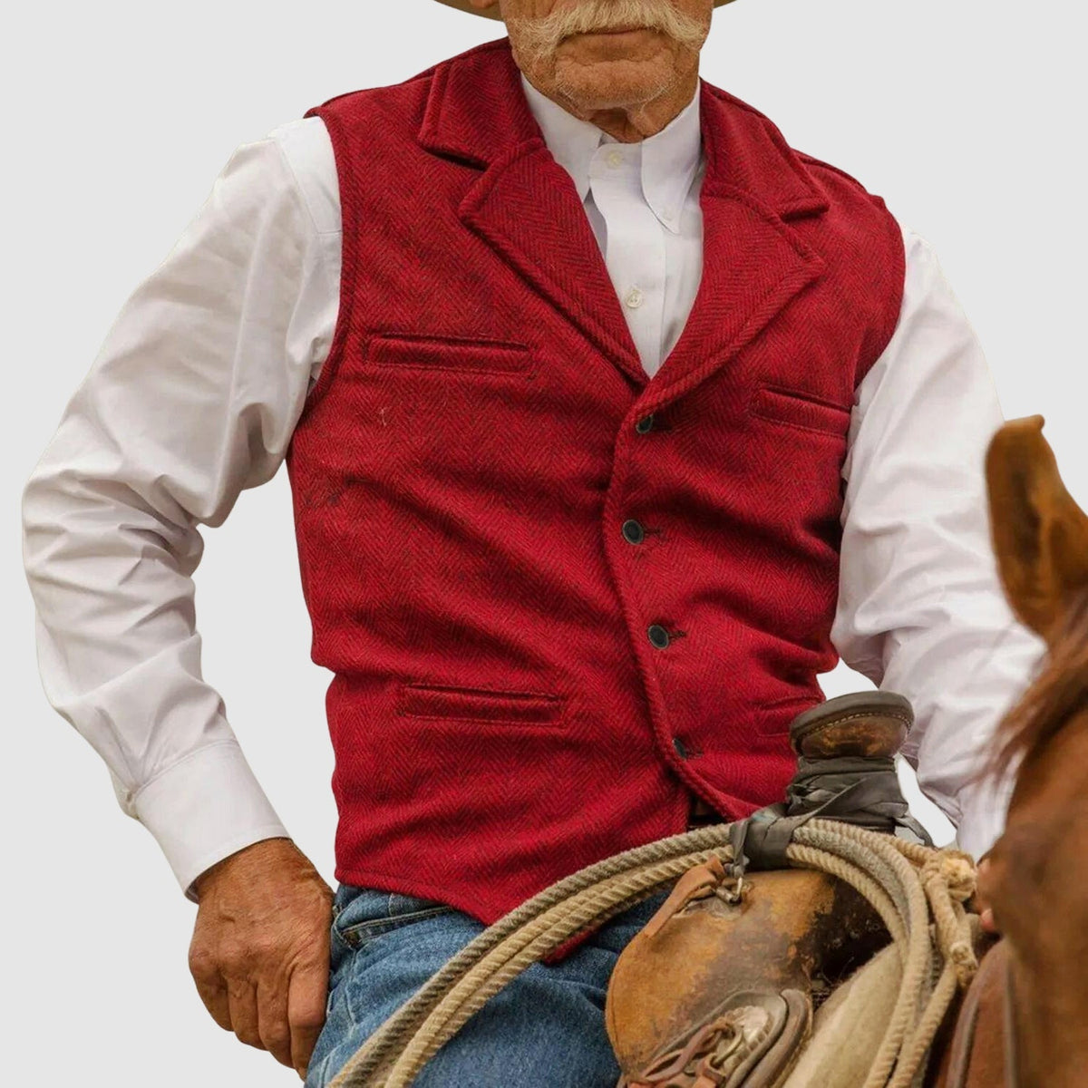 Norbert - Men's Herringbone Button-Front Vest