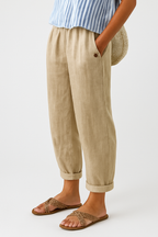 Odessa - Women's Straight-Leg Cropped Pants with Rolled Cuffs