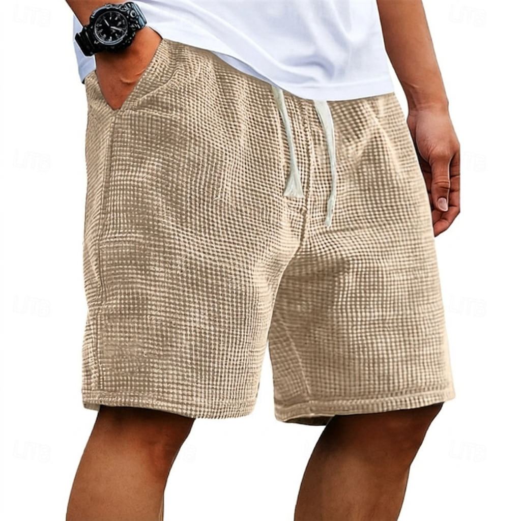 Omer - Men's Waffle-Textured Drawstring Shorts