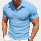 Oscar - Men's Textured Knit Open Collar Polo