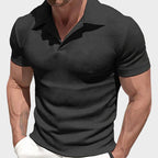 Oscar - Men's Textured Knit Open Collar Polo