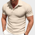 Oscar - Men's Textured Knit Open Collar Polo