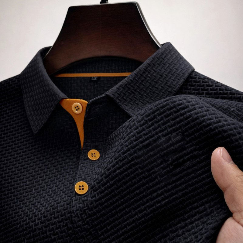 Owen - Men's Contrast Placket Waffle-Knit Polo